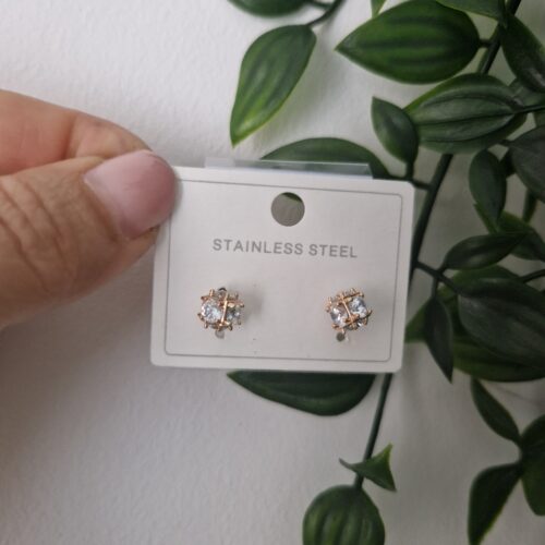 Zirconia Gold Stud Earrings