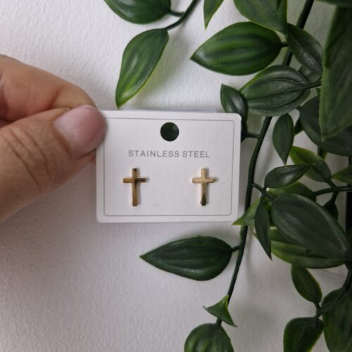 Cross Gold Stud Earrings
