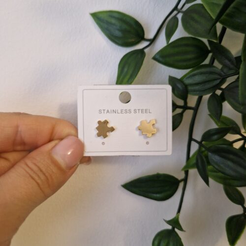 Gold Puzzle Studs Earrings