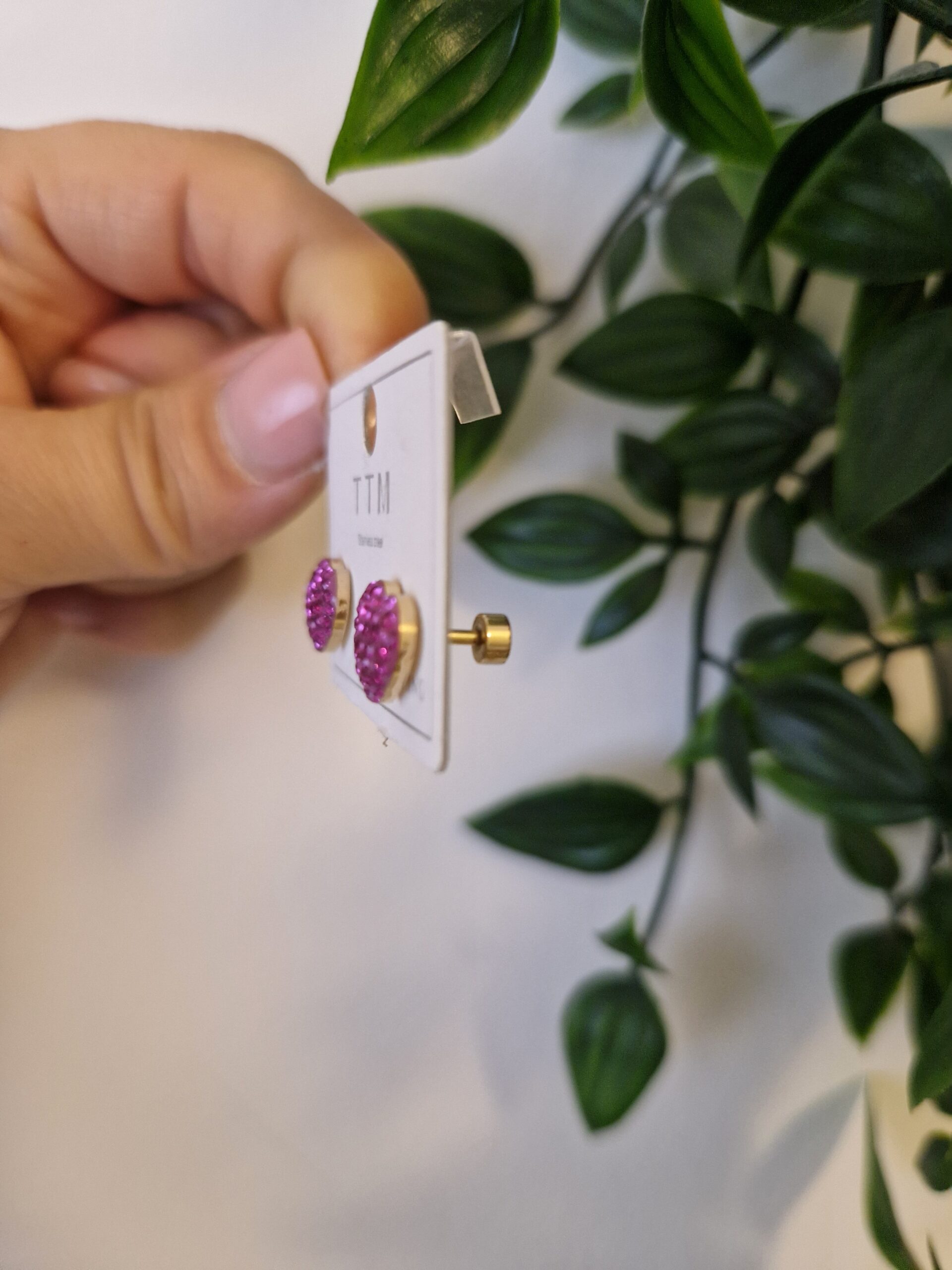 Pink Heart Gliterry Studs - Image 2