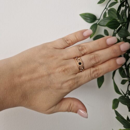RINGS - ROSE GOLD BLACK ONYX SIZE 9