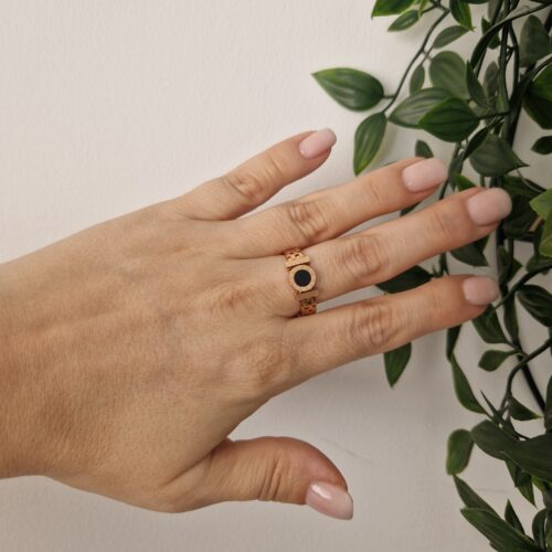 RINGS - ROSE GOLD BLACK ONYX SIZE 9