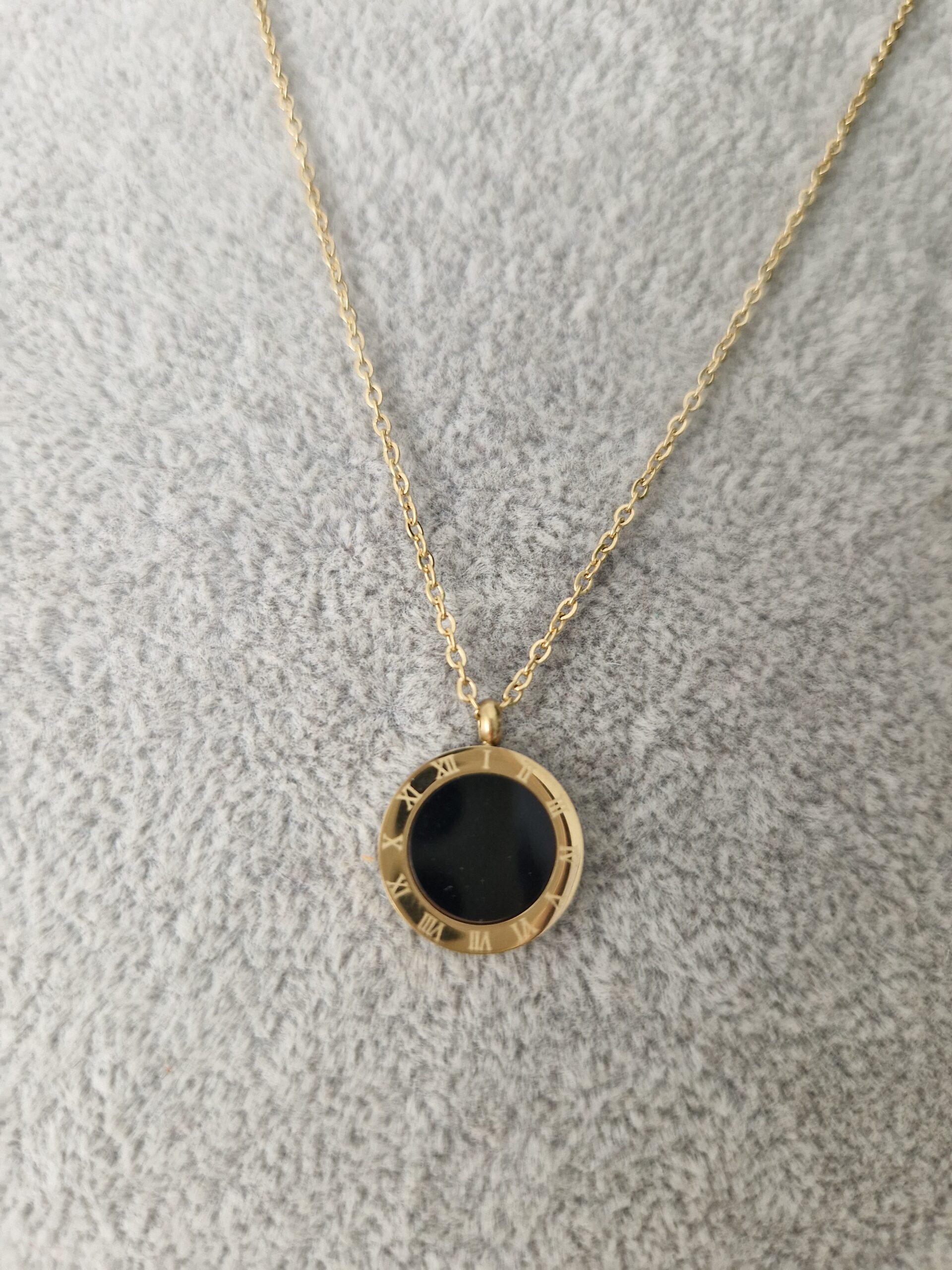 Gold Black Onyx Necklace Reversable - Image 2