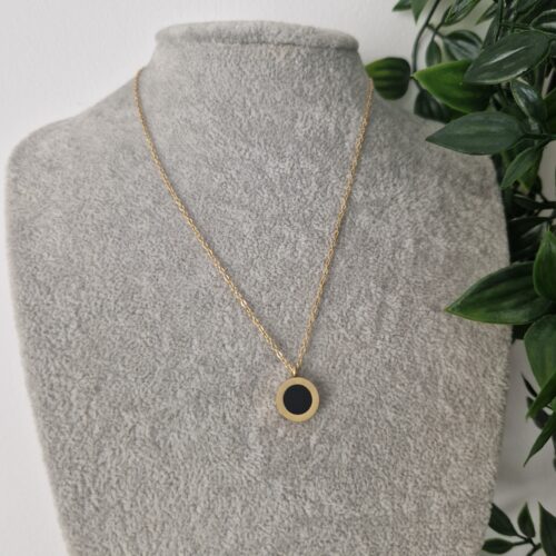 Gold Black Onyx Necklace Reversable