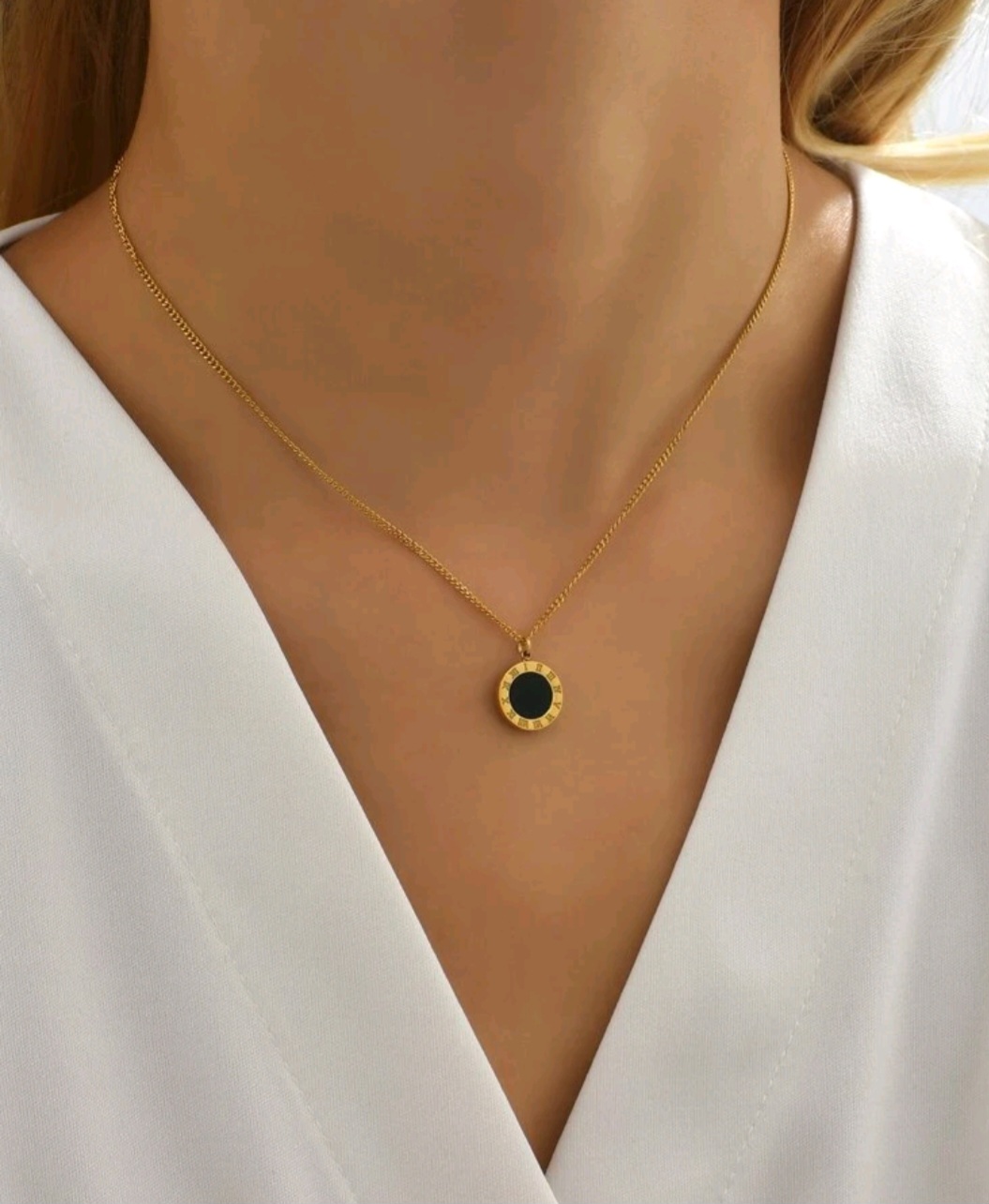 Gold Black Onyx Necklace Reversable - Image 6
