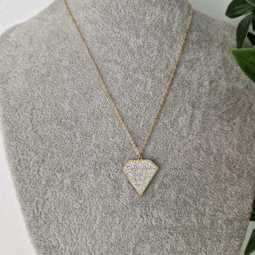Zirconia Diamond Gold Necklace