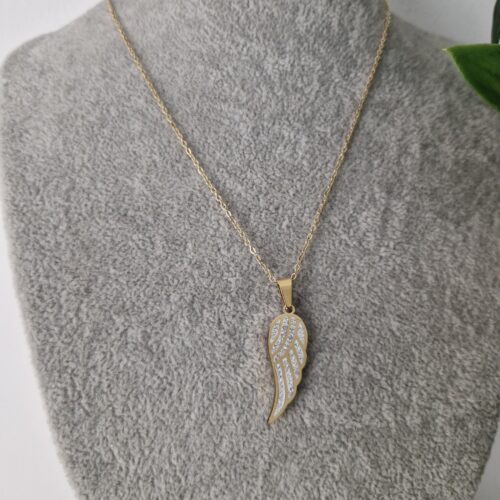 Gold Zirconia Wing Necklace
