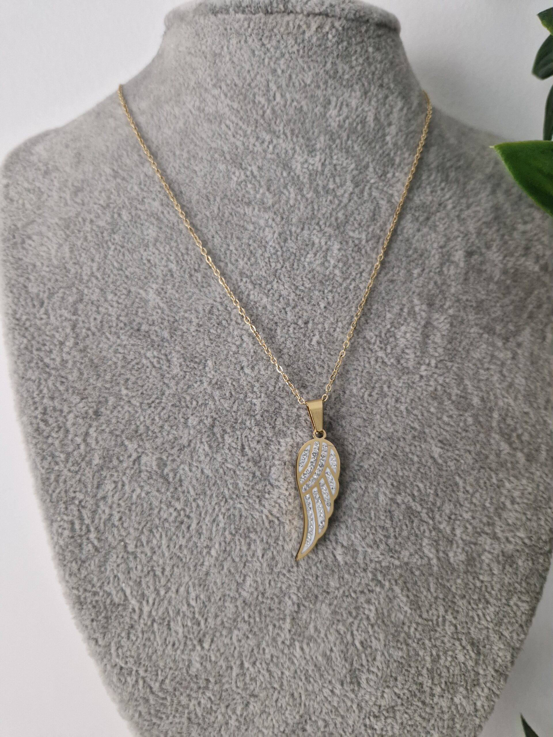 Gold Zirconia Wing Necklace
