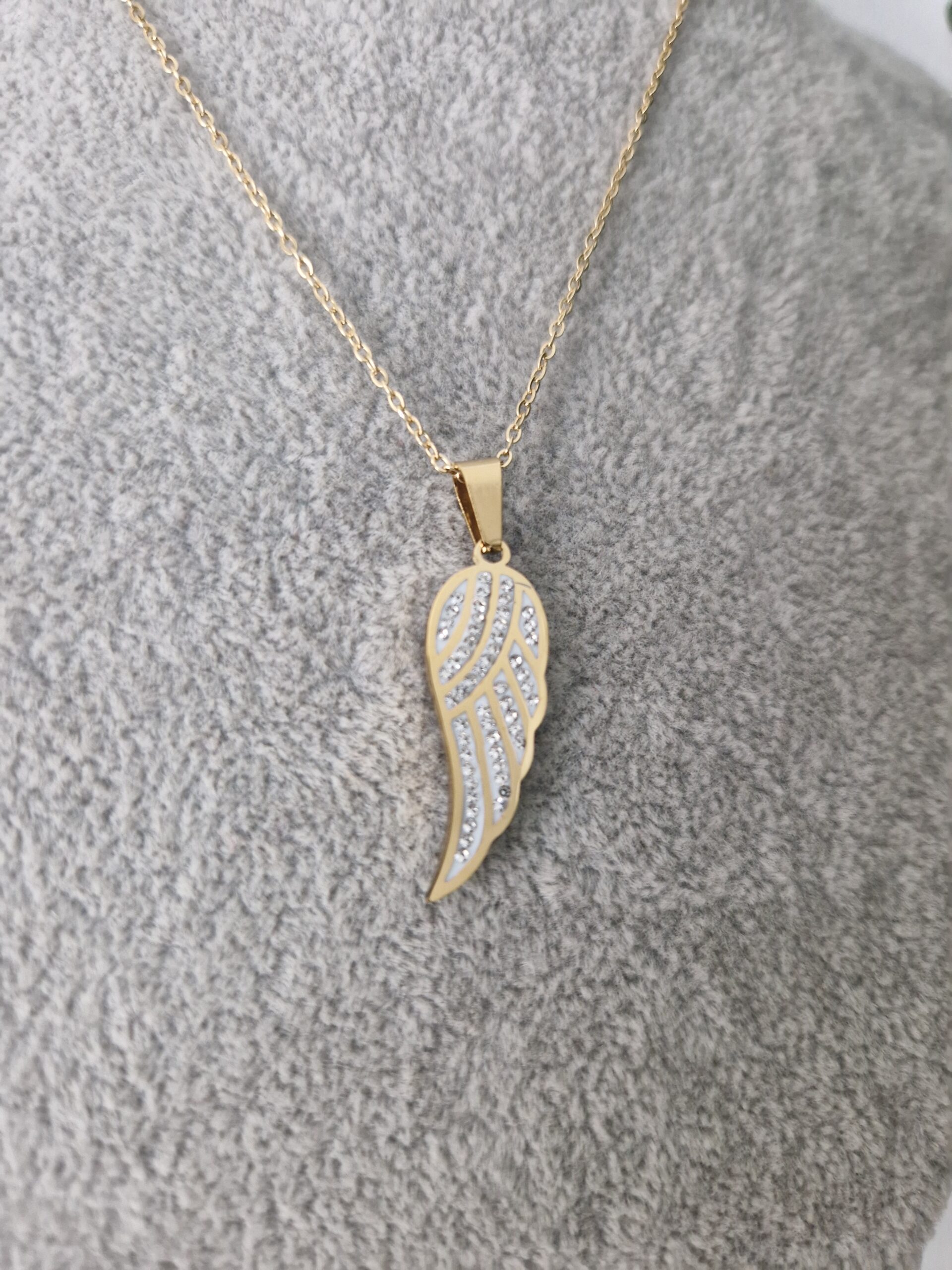Gold Zirconia Wing Necklace - Image 2