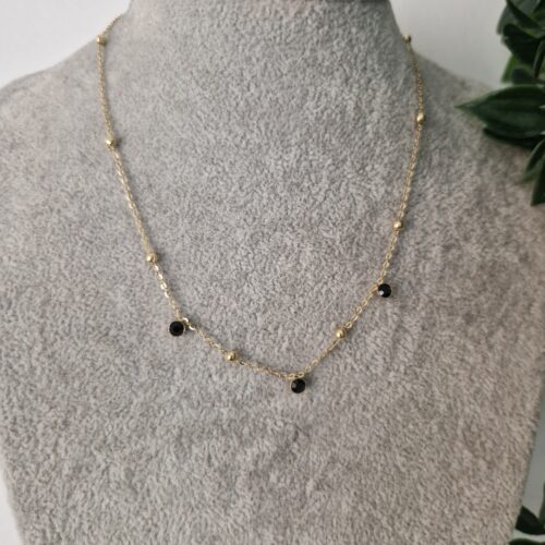 Black Crystal Gold Necklace