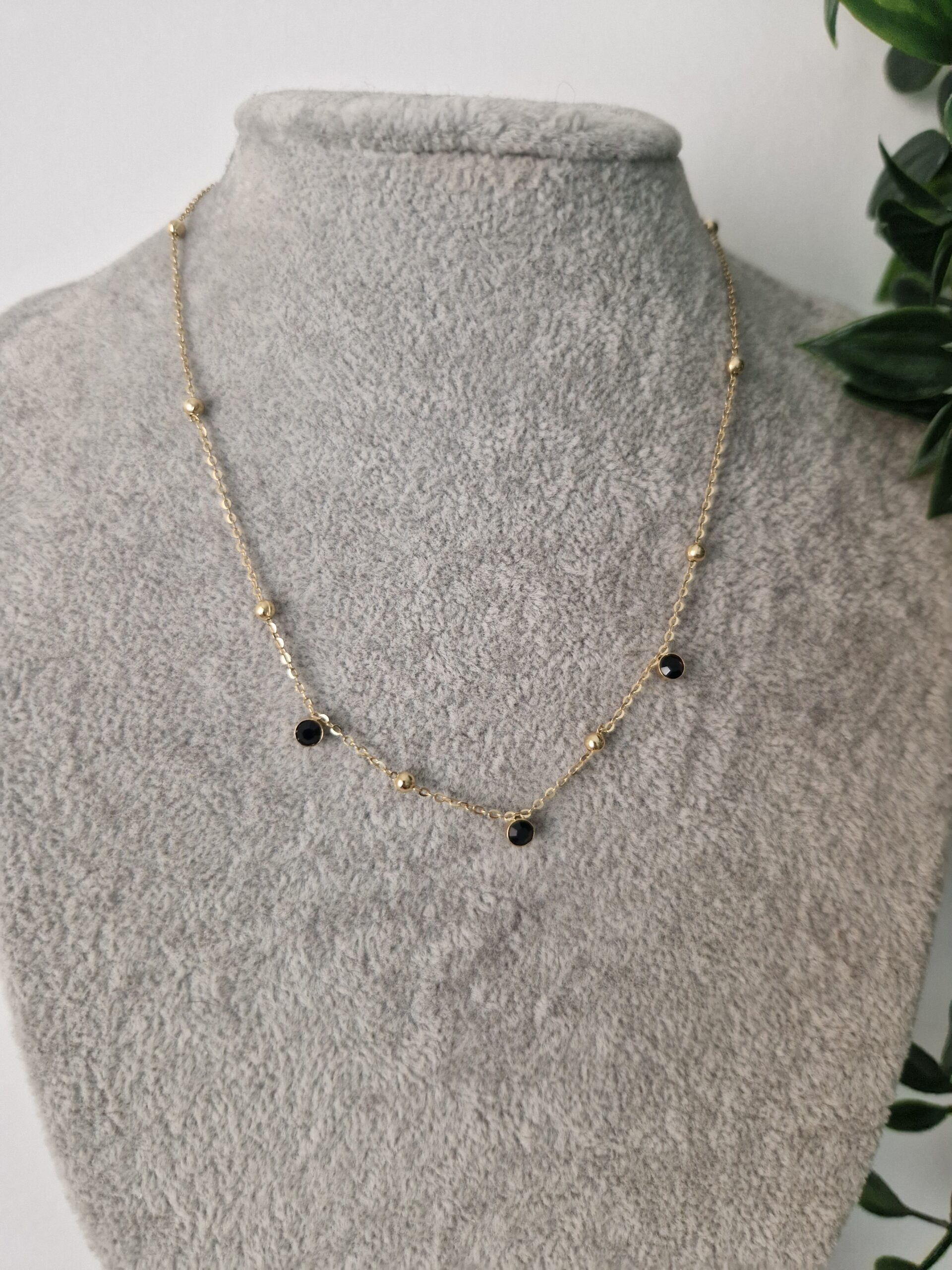 Black Crystal Gold Necklace