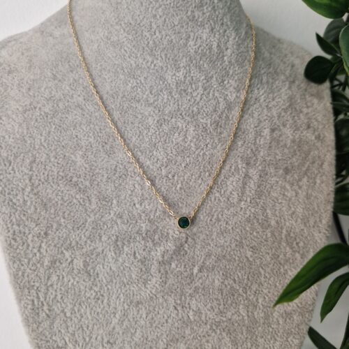 Green Zirconia Gold Necklace