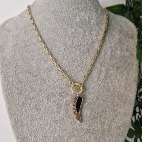 Black Angel Wing Gold Necklace
