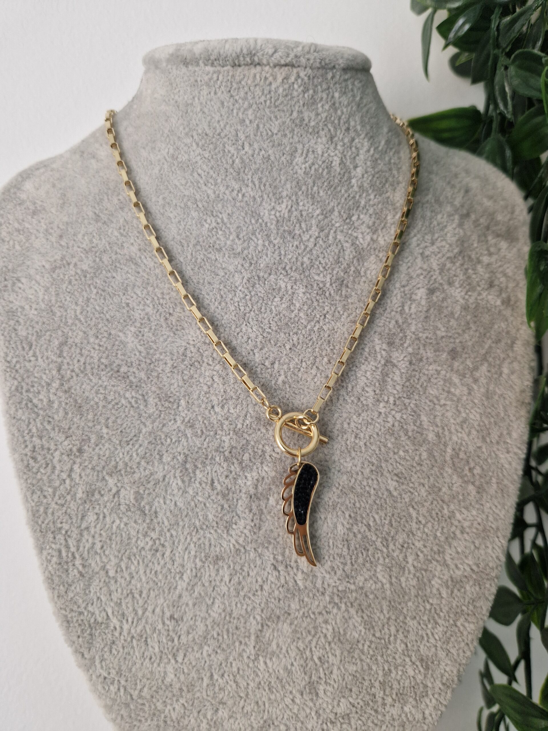 Black Angel Wing Gold Necklace