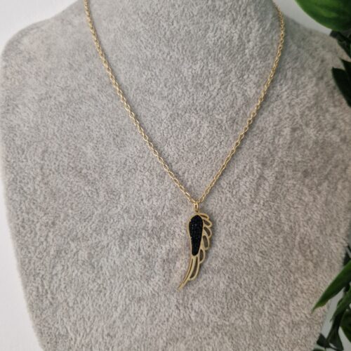 Black Angel Wing Gold Necklace
