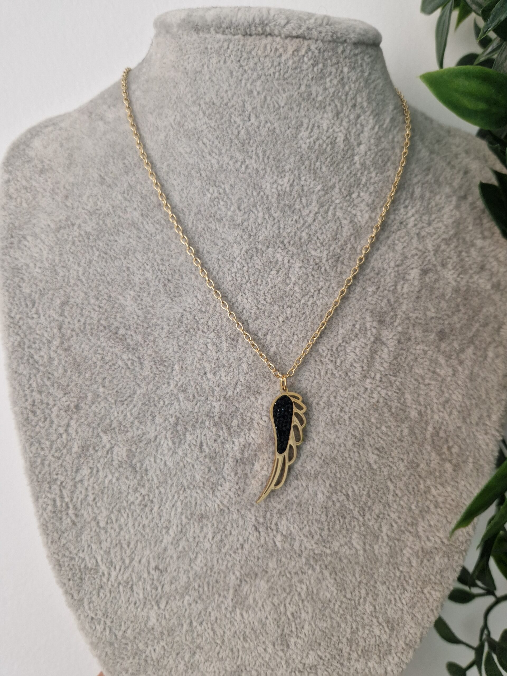 Black Angel Wing Gold Necklace