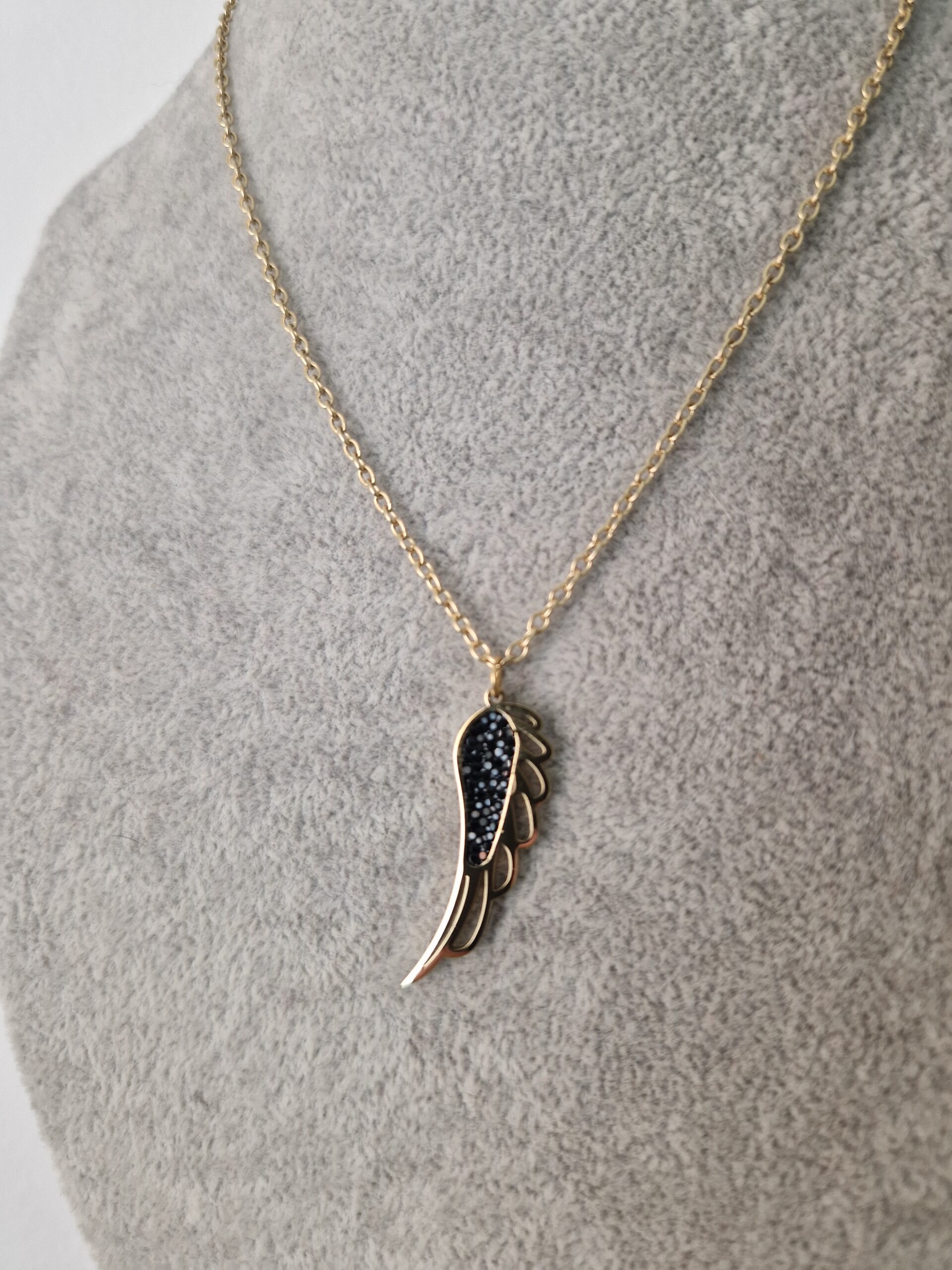 Black Angel Wing Gold Necklace - Image 3
