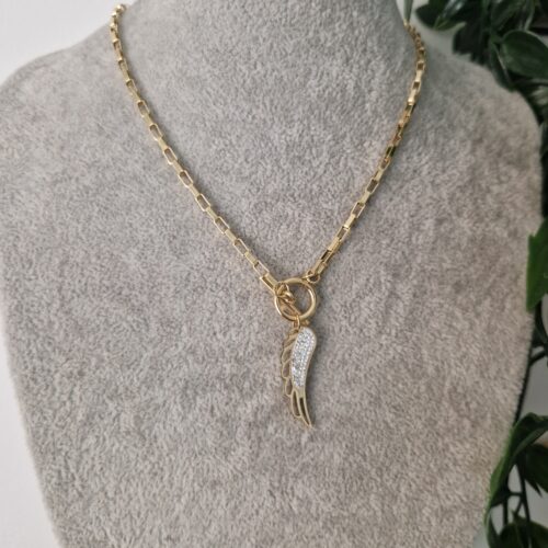 Zirconia Angel Wing Gold Necklace
