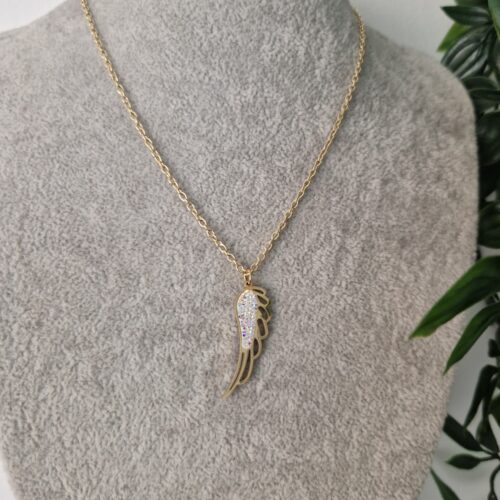 Zirconia Angel Wing Gold Necklace