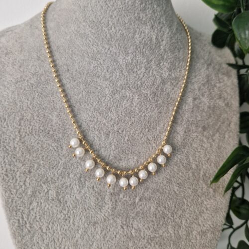 Twisted Pearl Gold Necklace