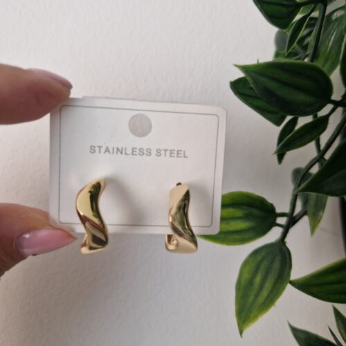 Wavy Gold Stud Earrings