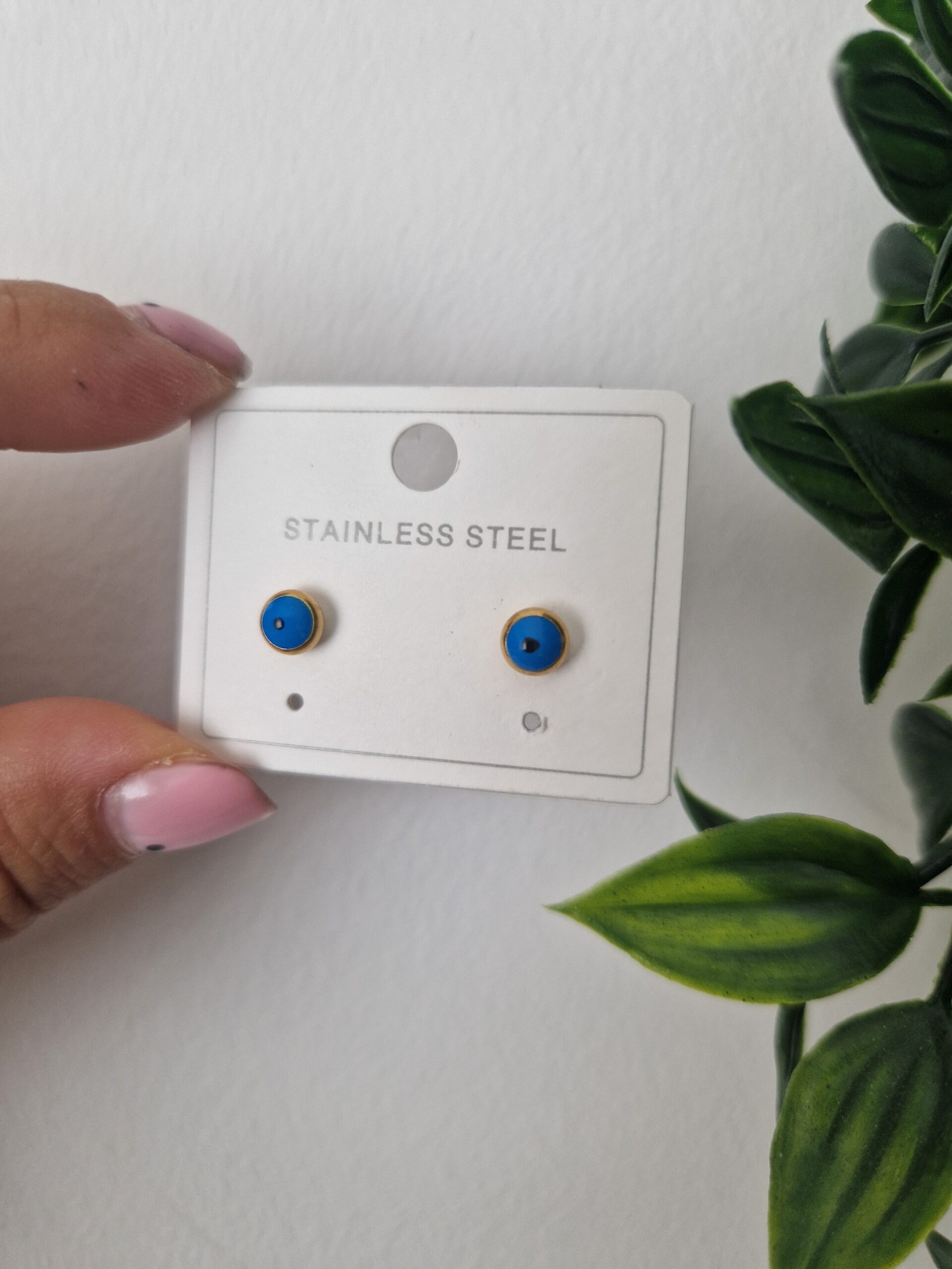 Evil Eye Blue Stud Earrings - Image 2