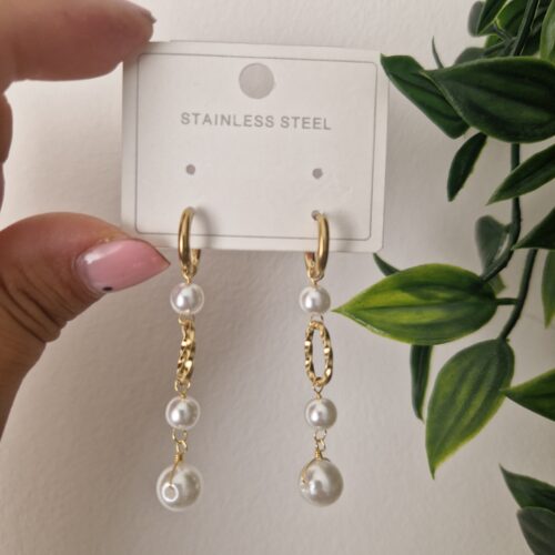 Pearl Gold Hoop Earrings