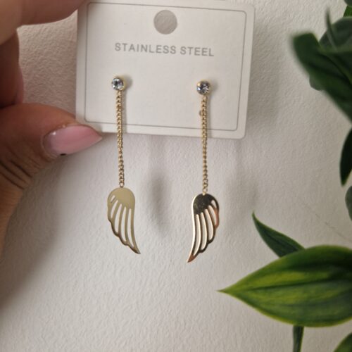 Wings Gold Long Earrings