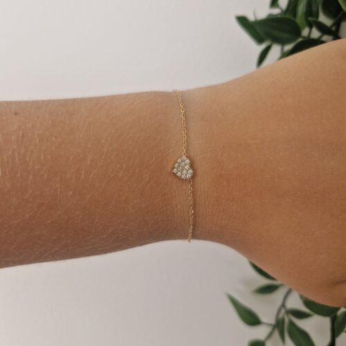 Gold Zirconia Heart Bracelet