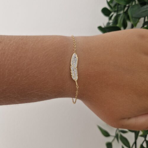 Gold Zirconia Feather Bracelet