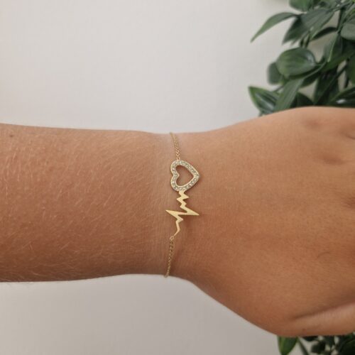 Gold Heart Lifeline Bracelet