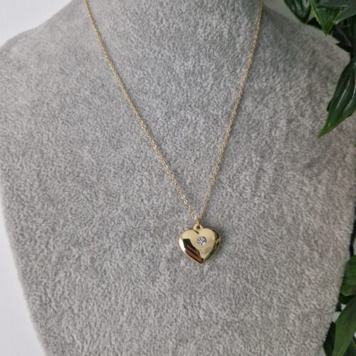 Zirconia Heart Gold Necklace