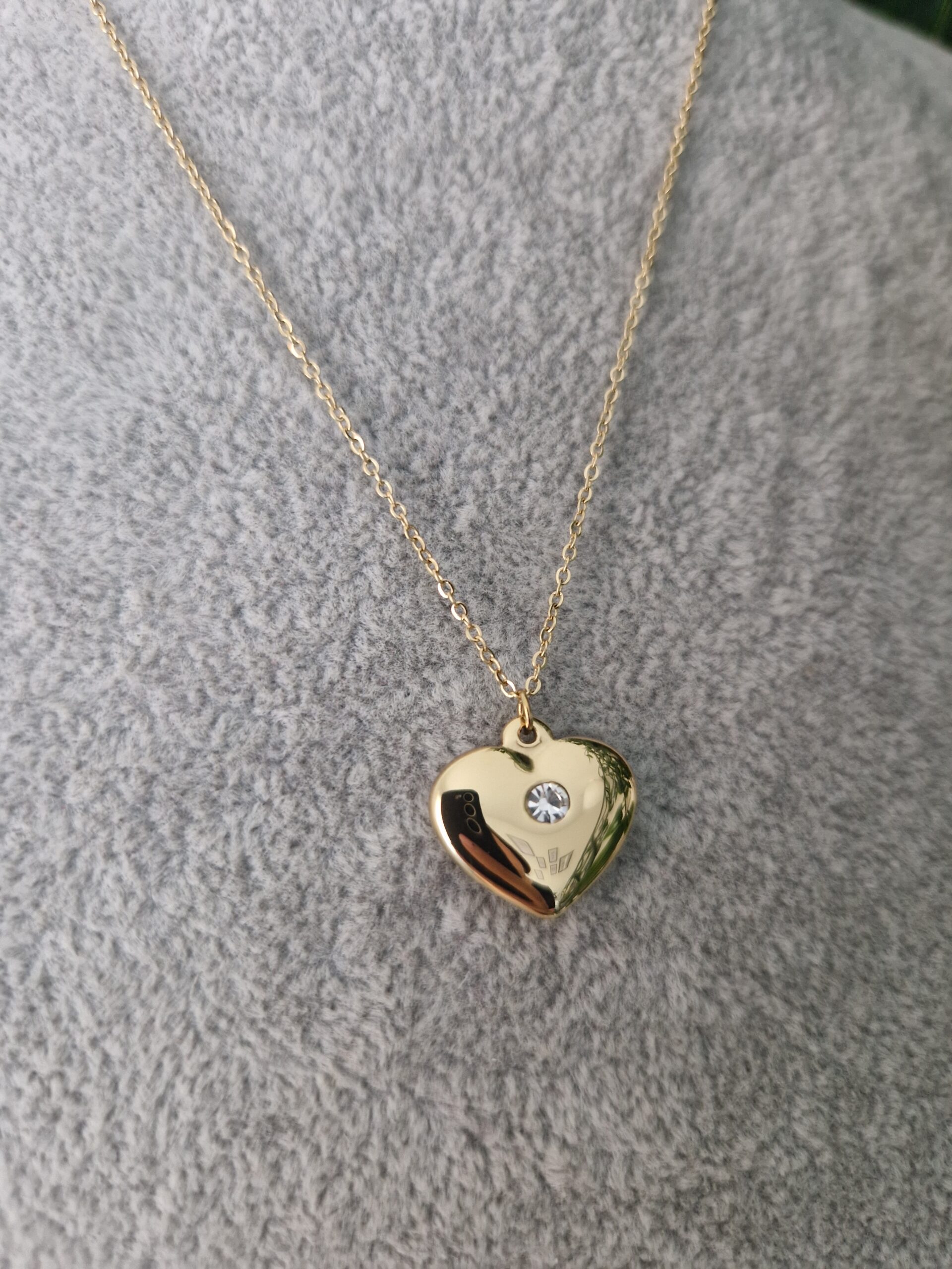 Zirconia Heart Gold Necklace - Image 2