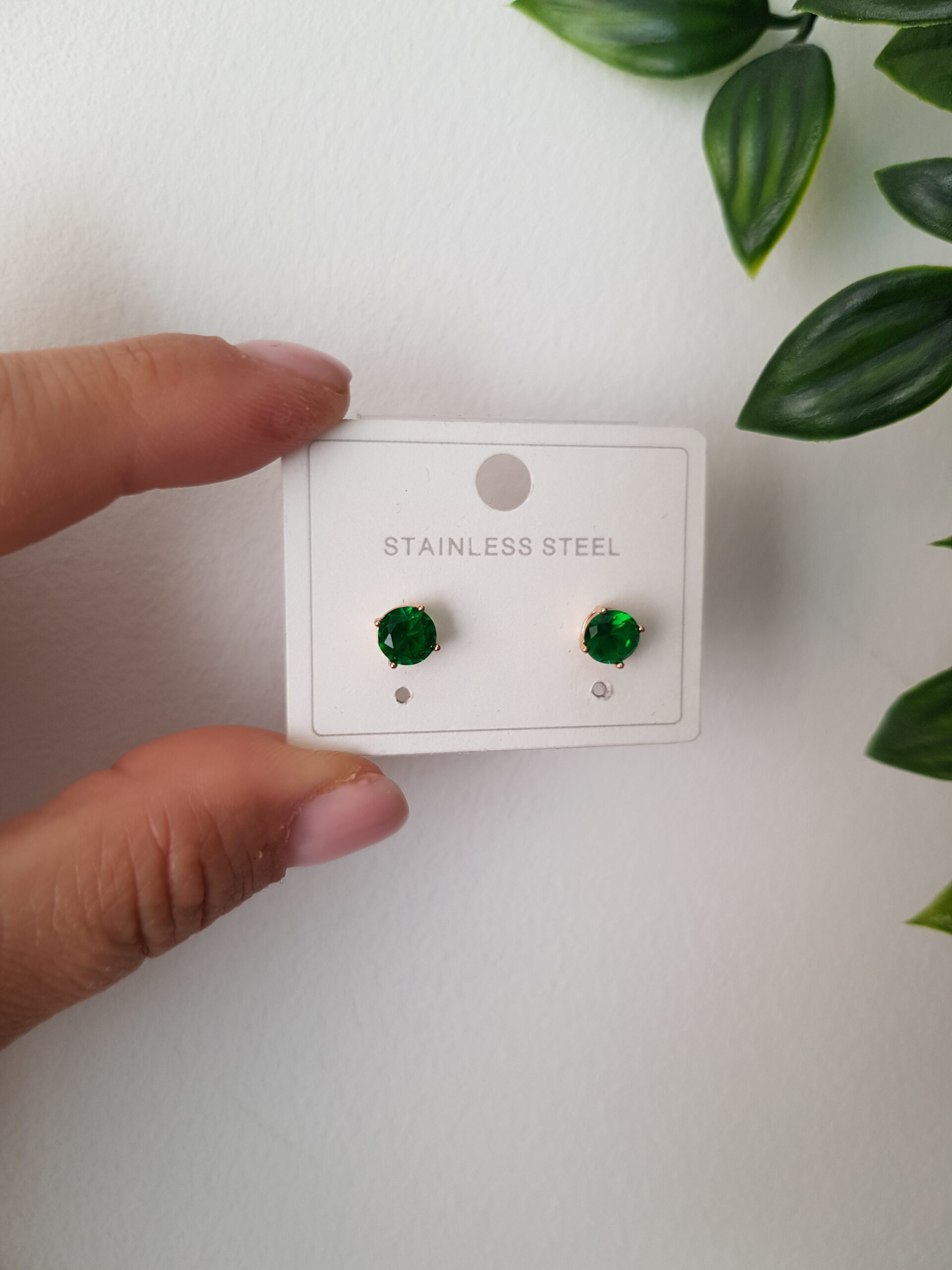 Green Zirconia Gold Earrings