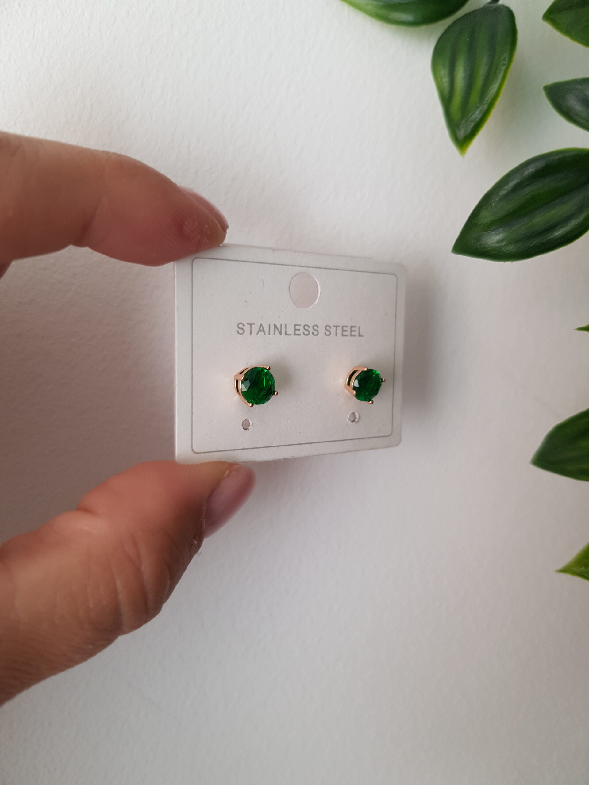 Green Zirconia Gold Earrings - Image 2