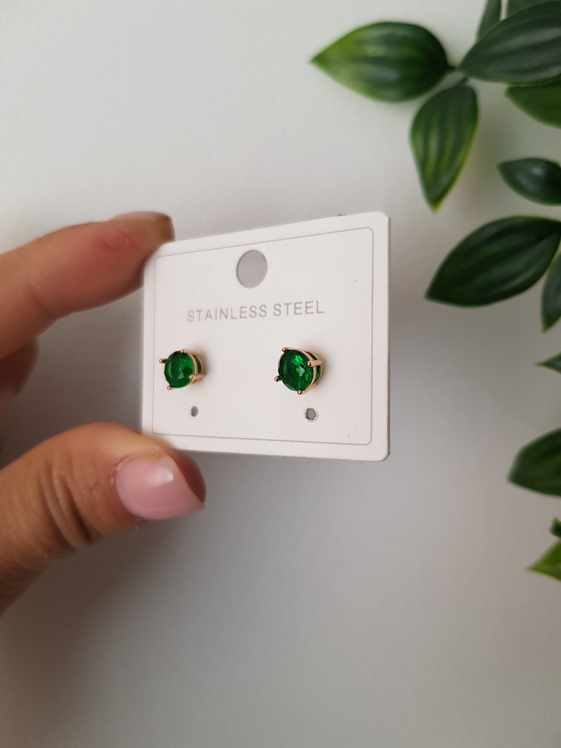 Green Zirconia Gold Earrings - Image 3