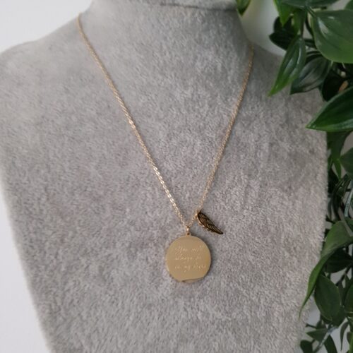 You Will Always Be In My Heart Gold Wing Necklace
