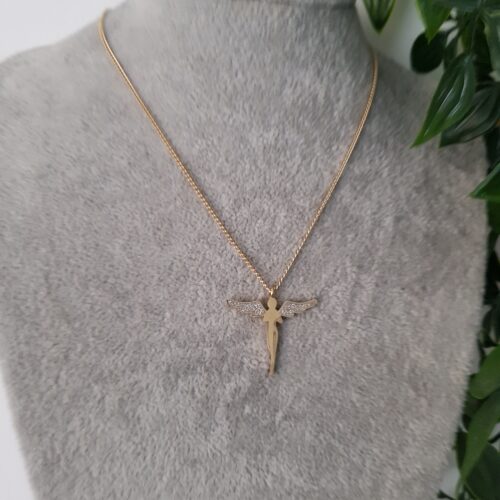 Zirconia Gold Angel Wing Necklace