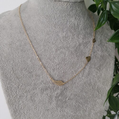 Wing and Diamond Gold Necklace