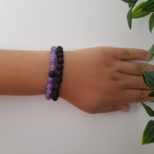 Double Amethyst Stone Elastic Bracelet