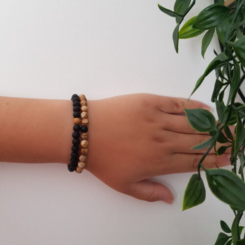 Double Tiger Eye Stone Elastic Bracelet