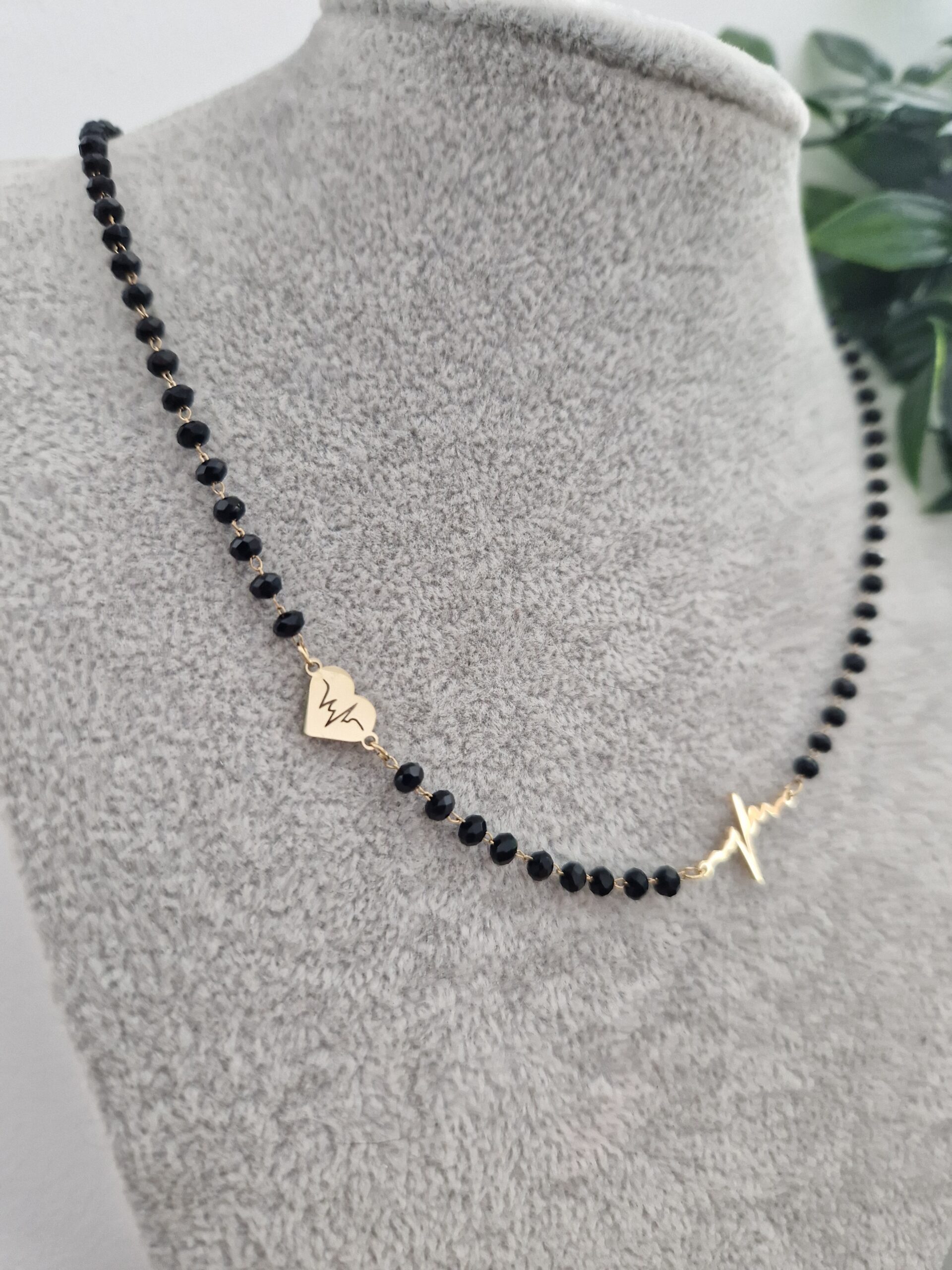 Gold Cross Black Necklace - Image 2