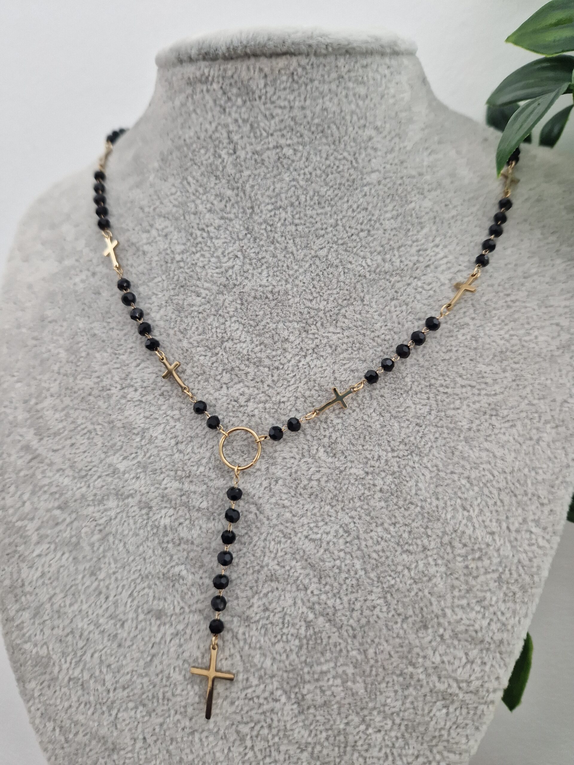 Gold Cross Black Necklace - Image 5